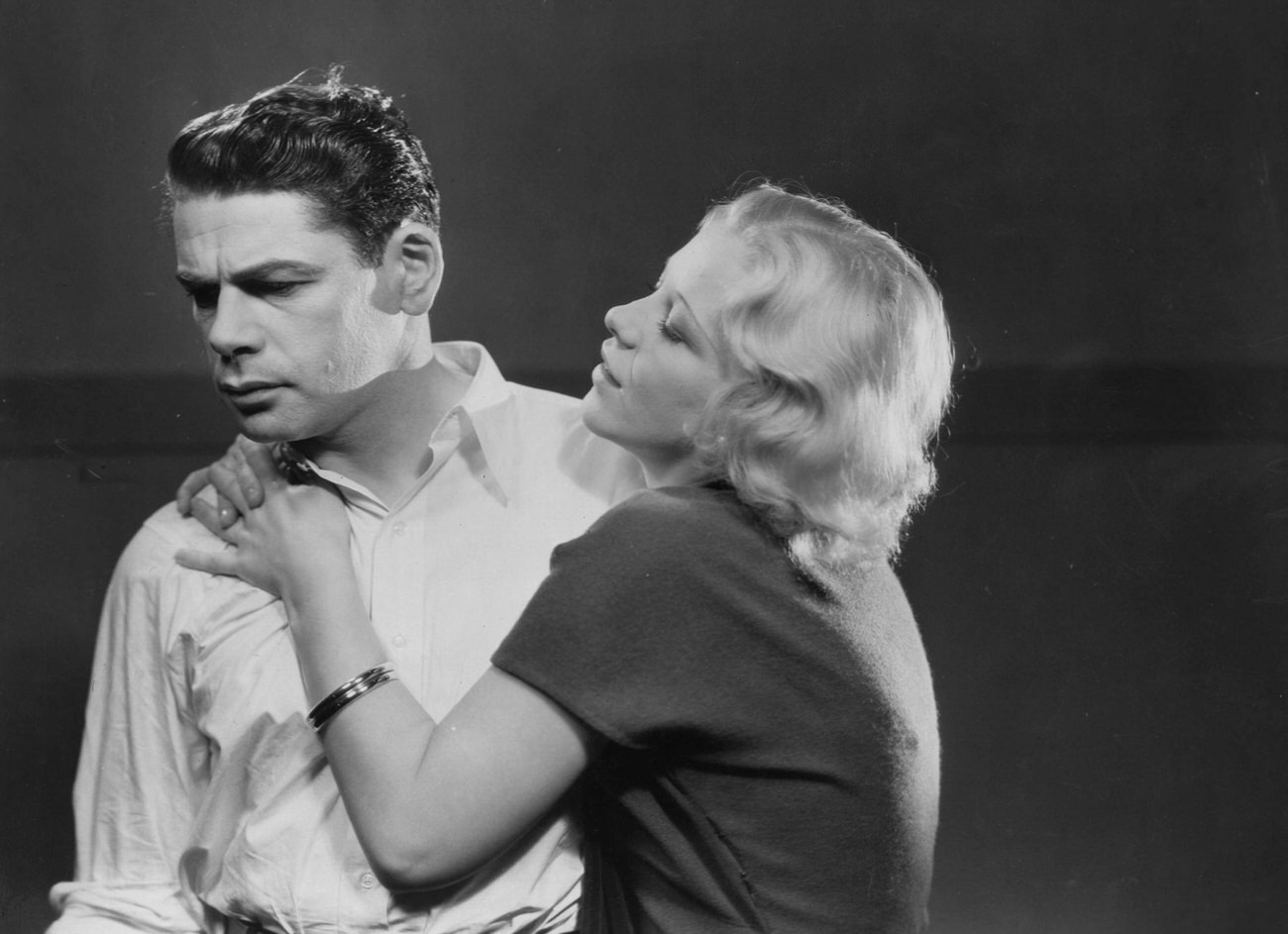 Paul Muni In An Emotional Scene From 'I Am A Fugitive From A Chain Gang' With Glenda Farrell, 1932.