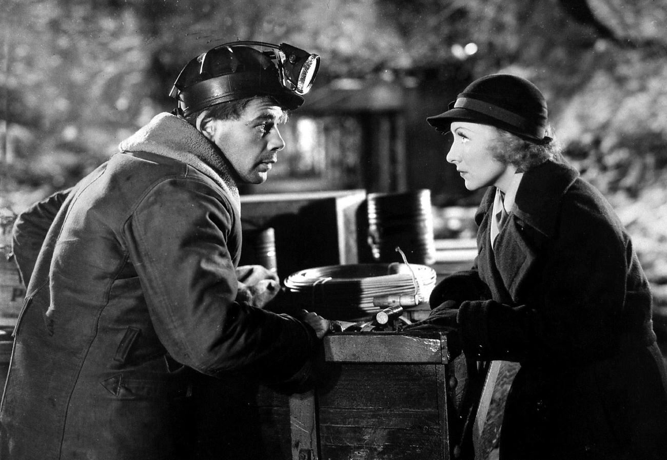 Karen Morley And Paul Muni In A Scene From 'Black Fury', 1935.