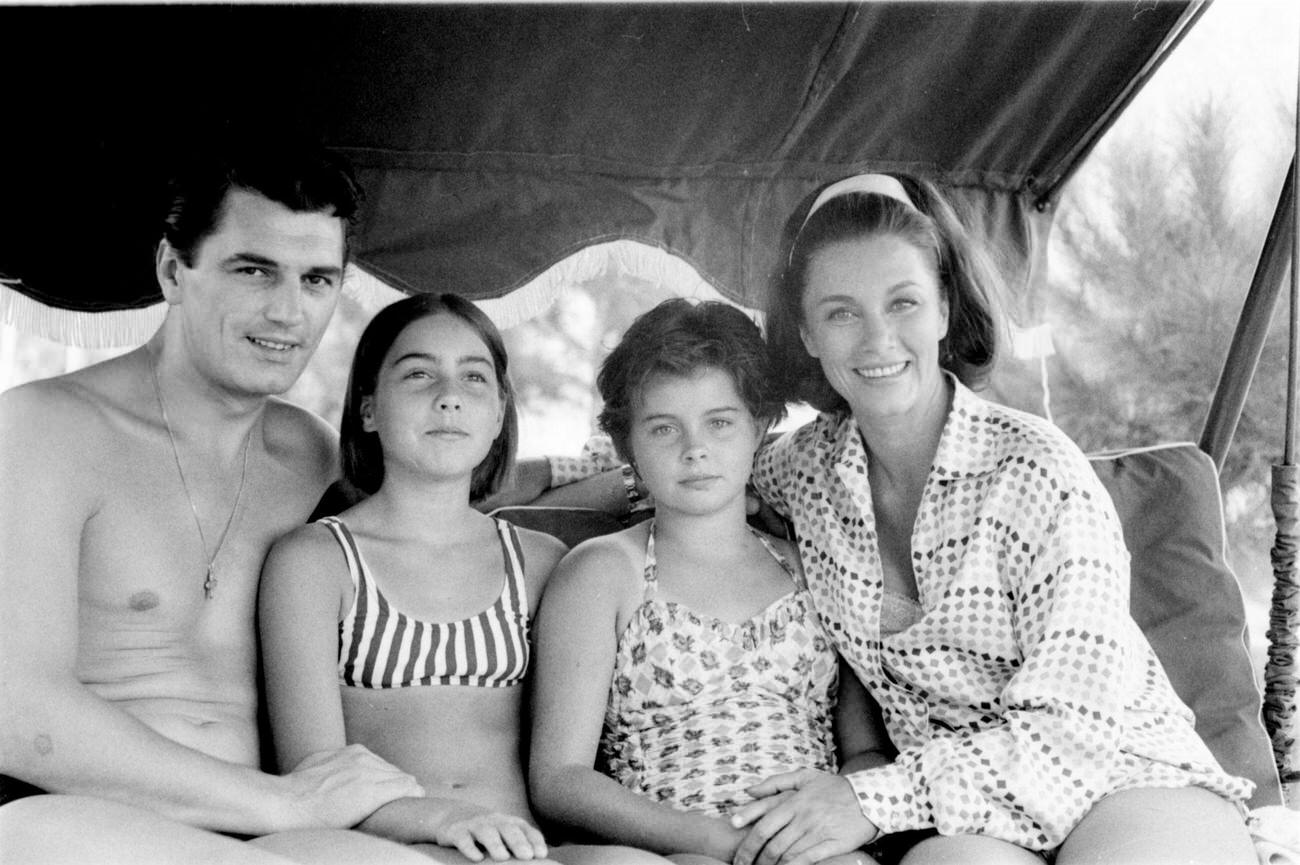 Romina And Taryn, And Edmund Purdom, August 12, 1964, Madrid.