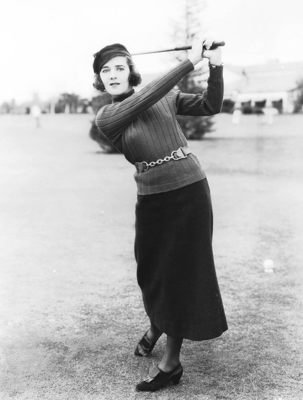 Ruby Keeler Playing Golf During Filming Of &Amp;Quot;Flirtation Walk&Amp;Quot;.
