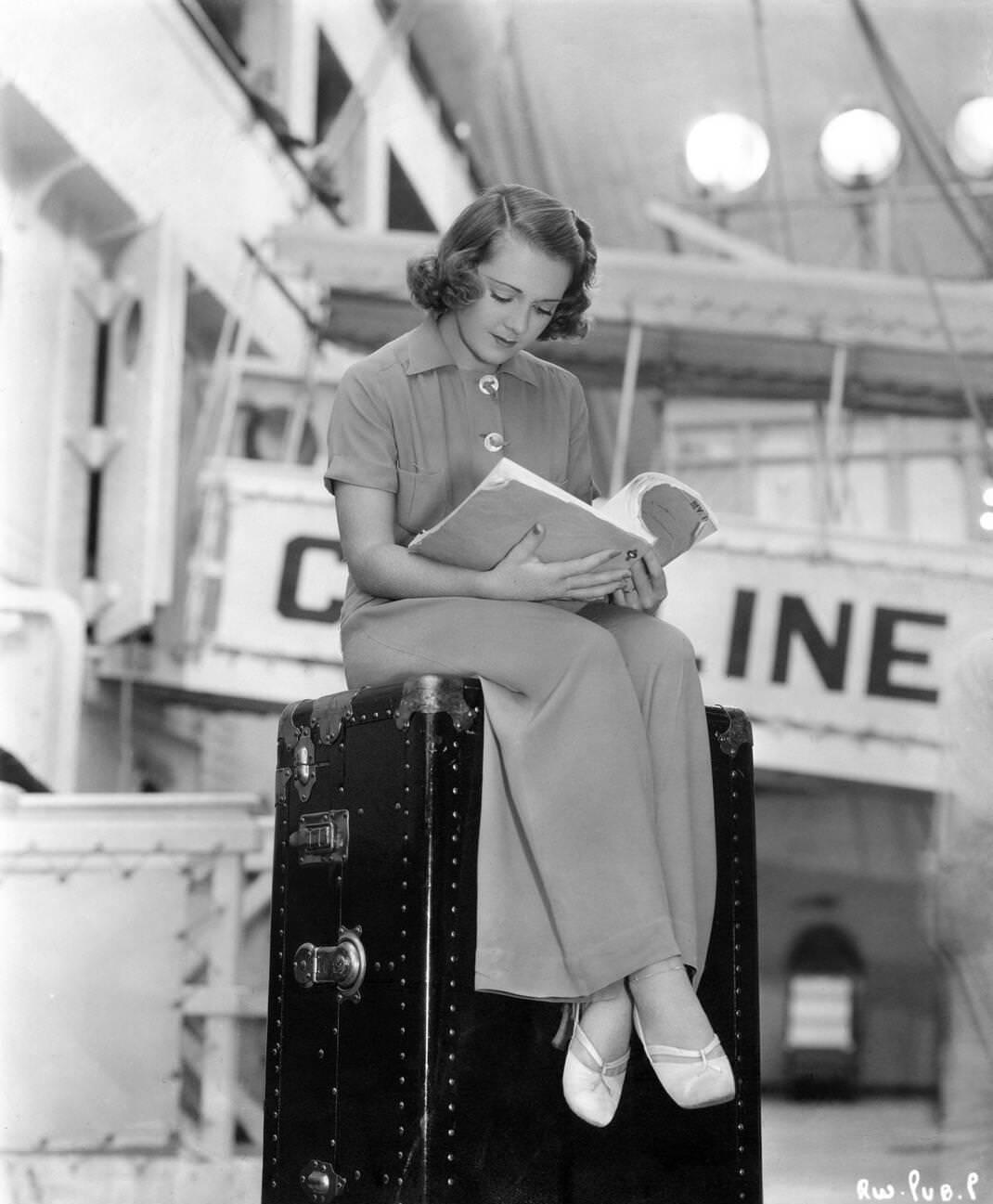 Ruby Keeler Reading Script On Set Of &Amp;Quot;Ready, Willing And Able&Amp;Quot;, 1937.
