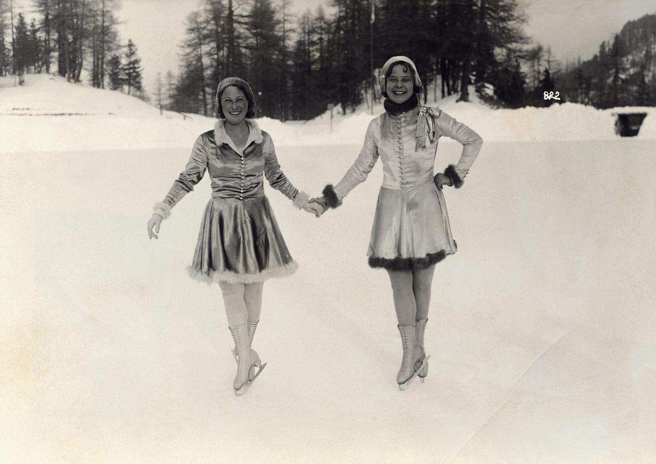 Sonja Henie, Hand In Hand On Ice.