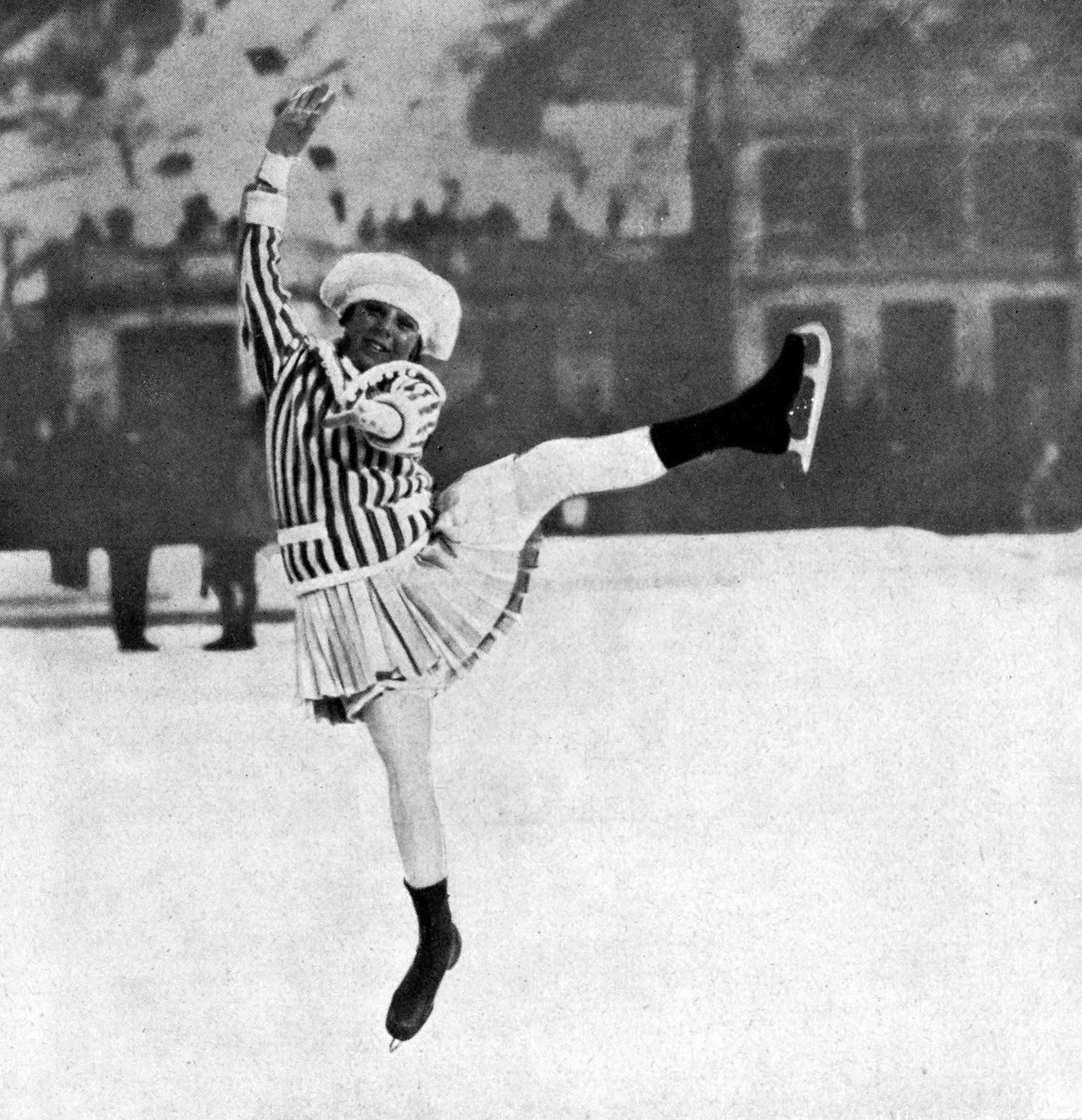 Sonja Henie Competing In Her First Olympic Games At The Age Of 11, 1924 Winter Olympics, Chamonix, France.