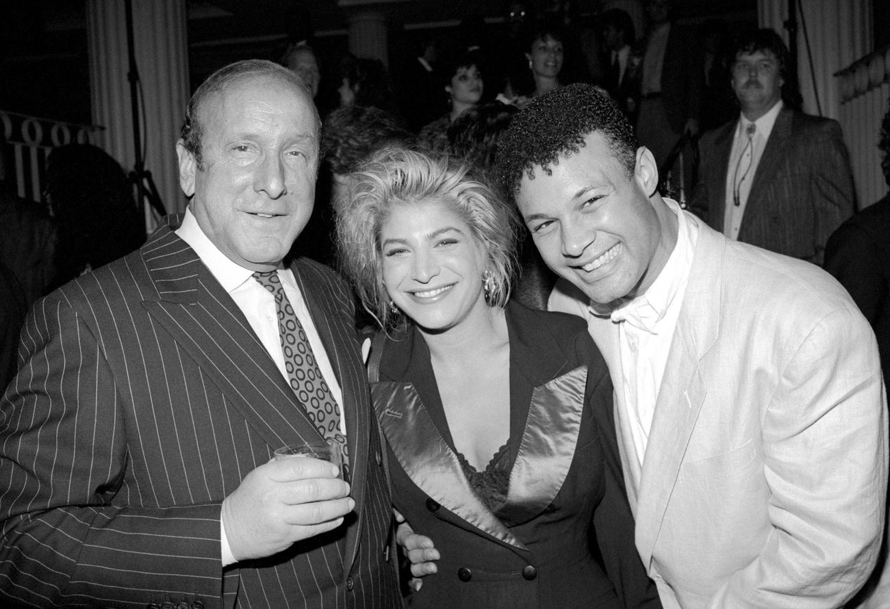 Clive Davis, Taylor Dayne, And Narada Michael Walden At The 1989 Arista Grammy Party, Los Angeles, California, February 22.