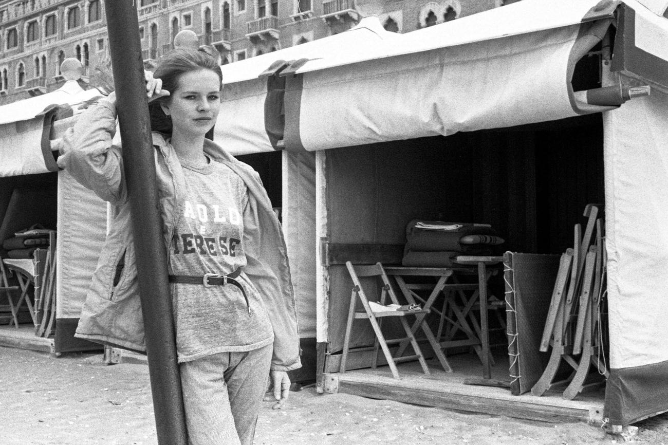 Teresa Ann Savoy At The Venice Film Festival, Venice Lido Beach, September 1, 1981.
