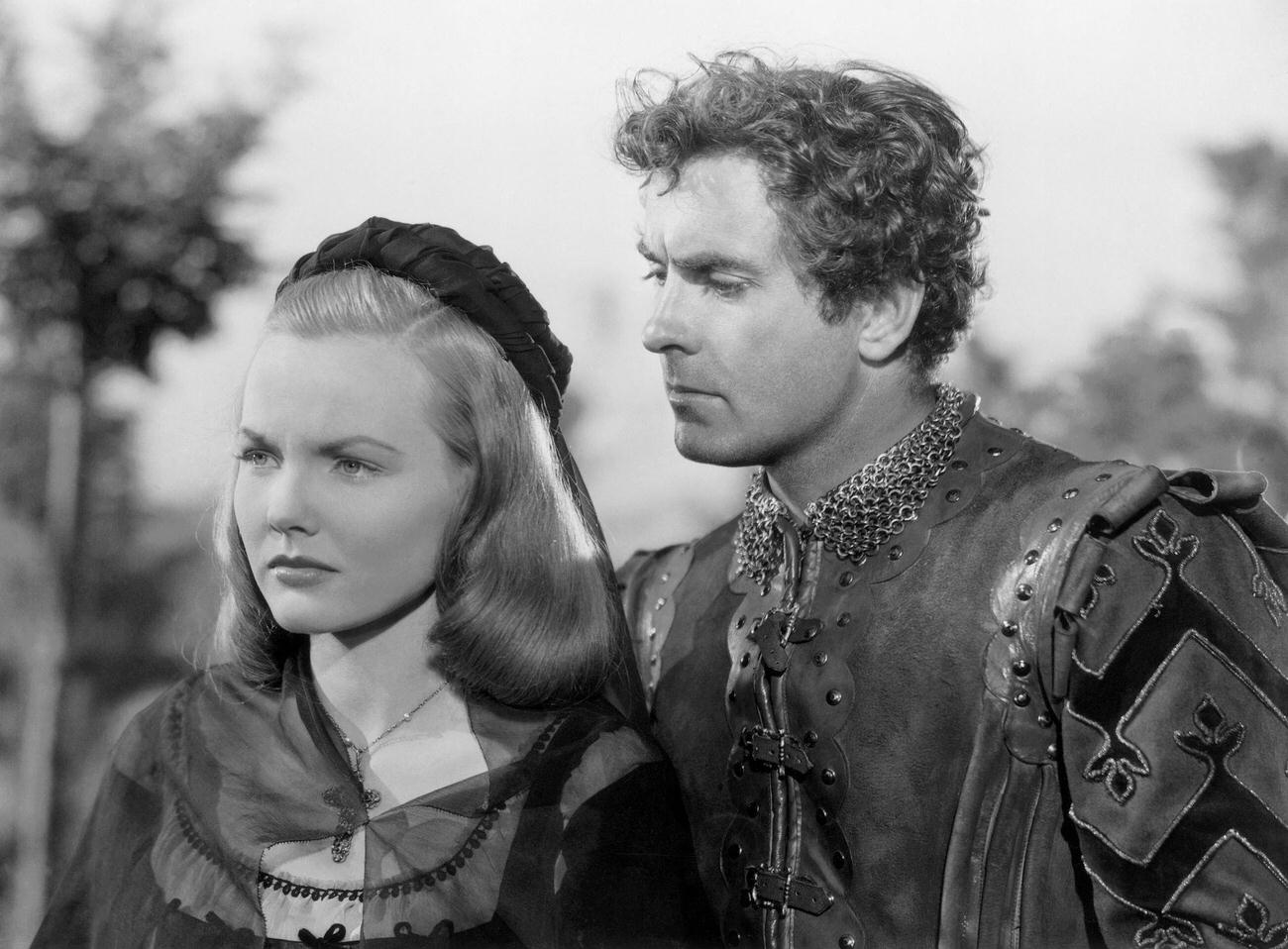 Wanda Hendrix And Tyrone Power On The Set Of 'Prince Of Foxes', 1949.