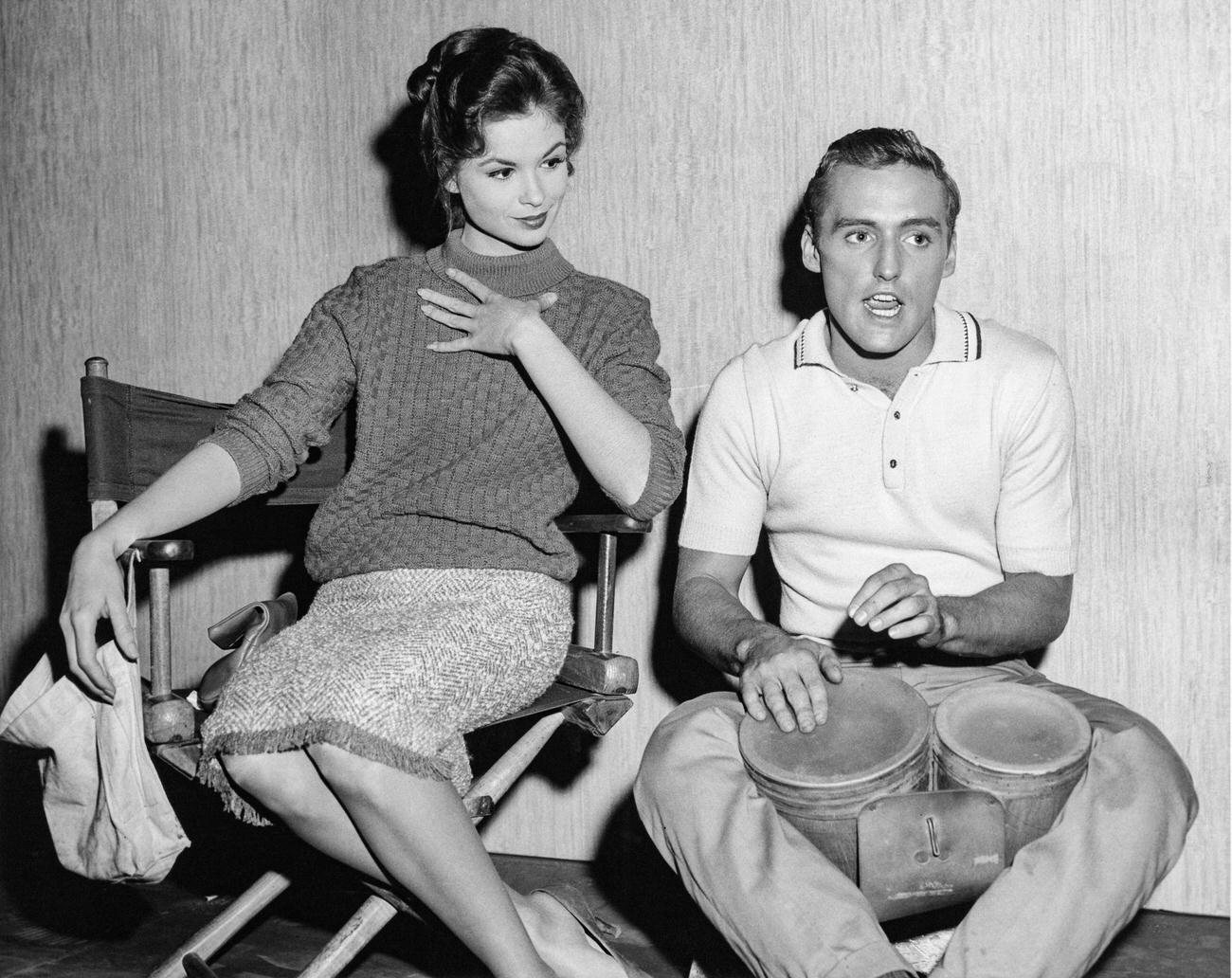 Dennis Hopper Playing Bongo Drums In 'Key Witness', 1960.