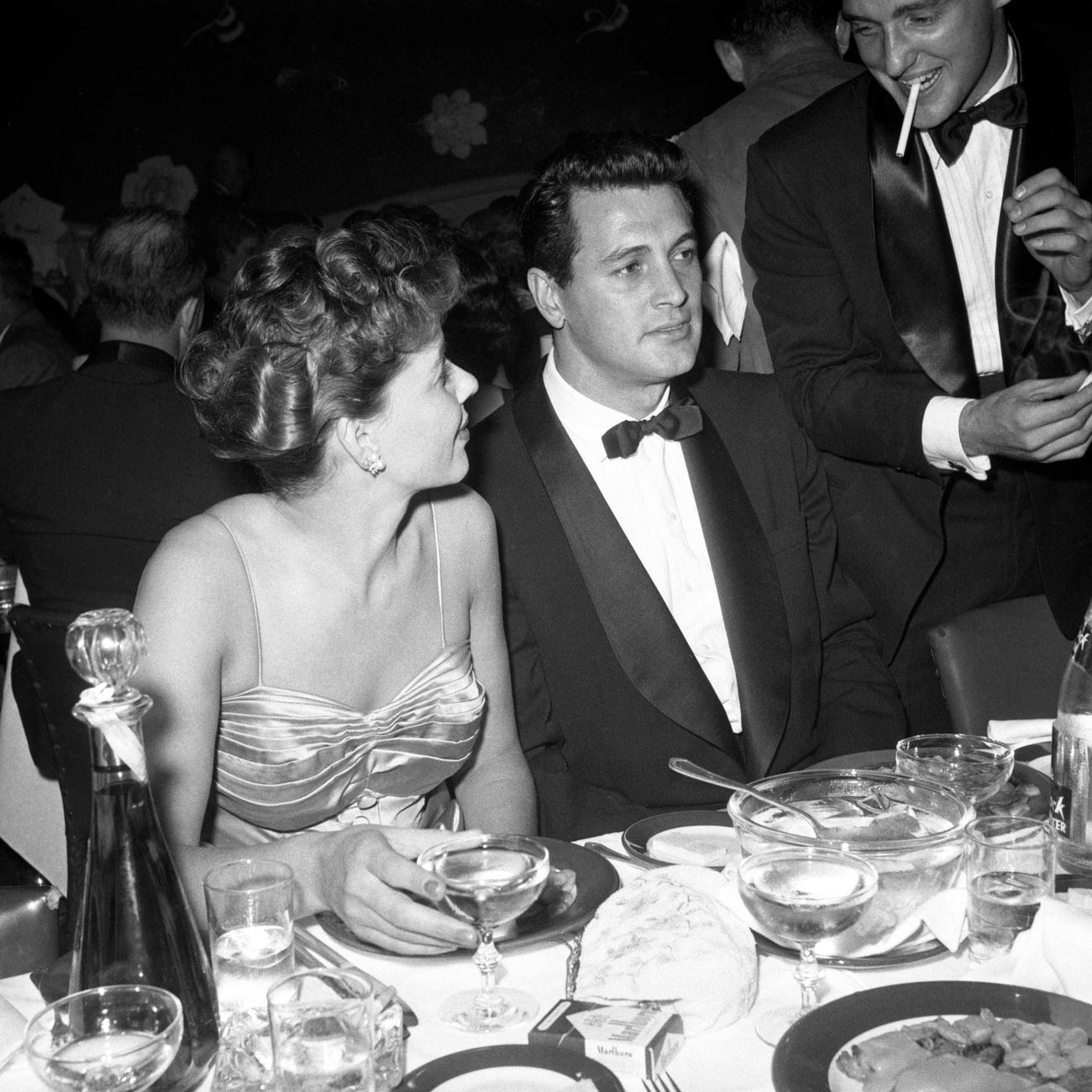 Young Dennis Hopper Smoking A Cigarette With Rock Hudson, Circa 1956.