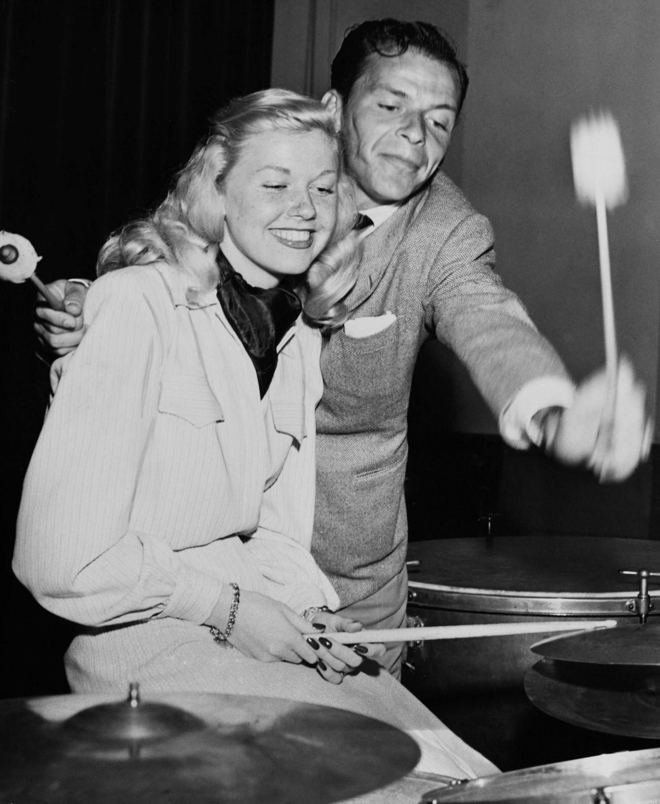 Doris Day With Frank Sinatra On 'Your Hit Parade', 1947.