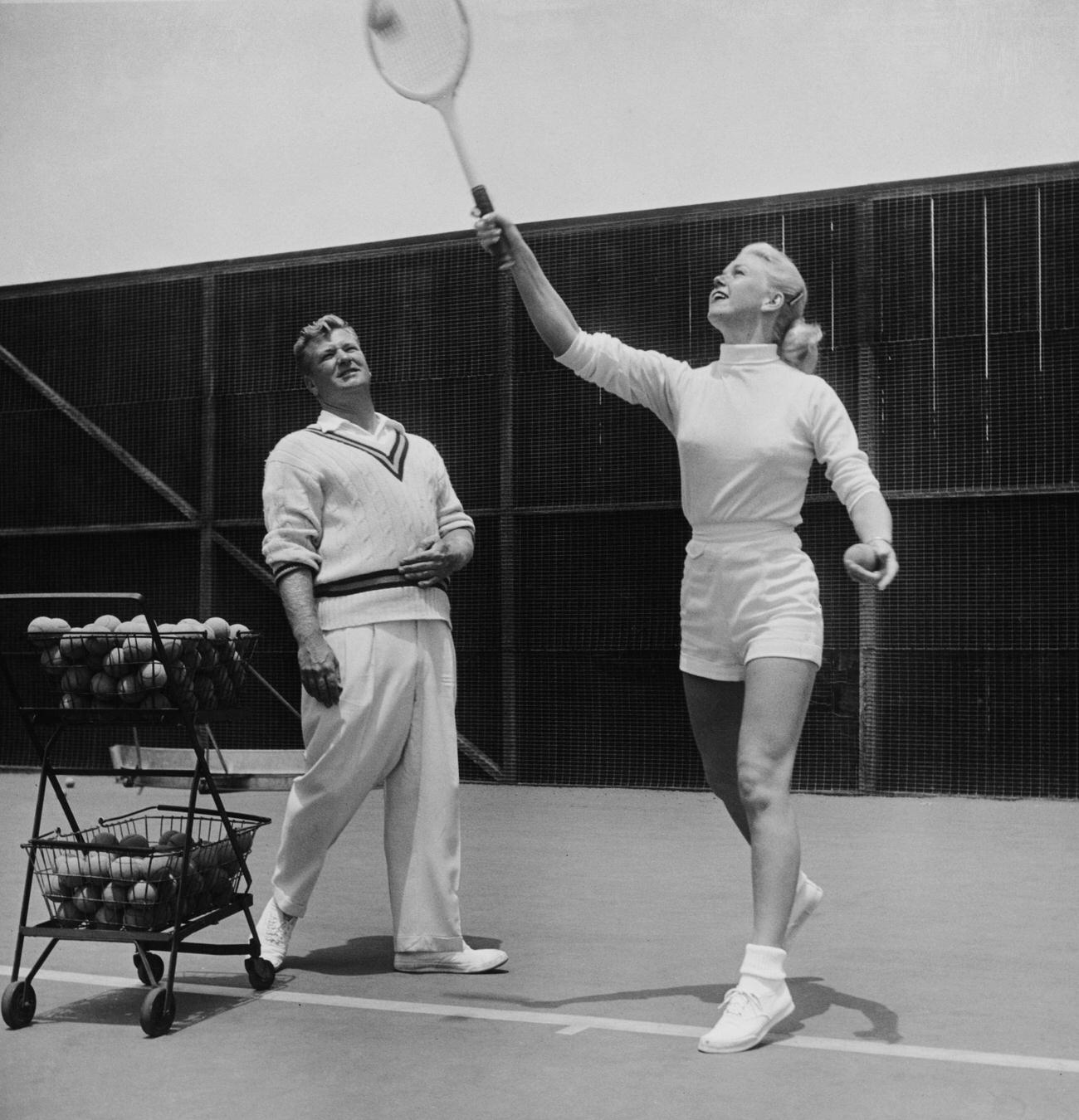 Doris Day Playing Tennis, Circa 1953.
