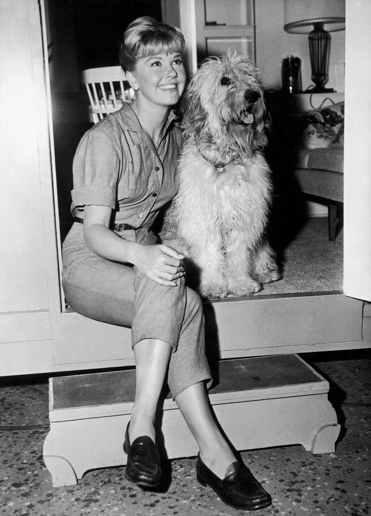 Doris Day With Her Dog Andy, February 19, 1960
