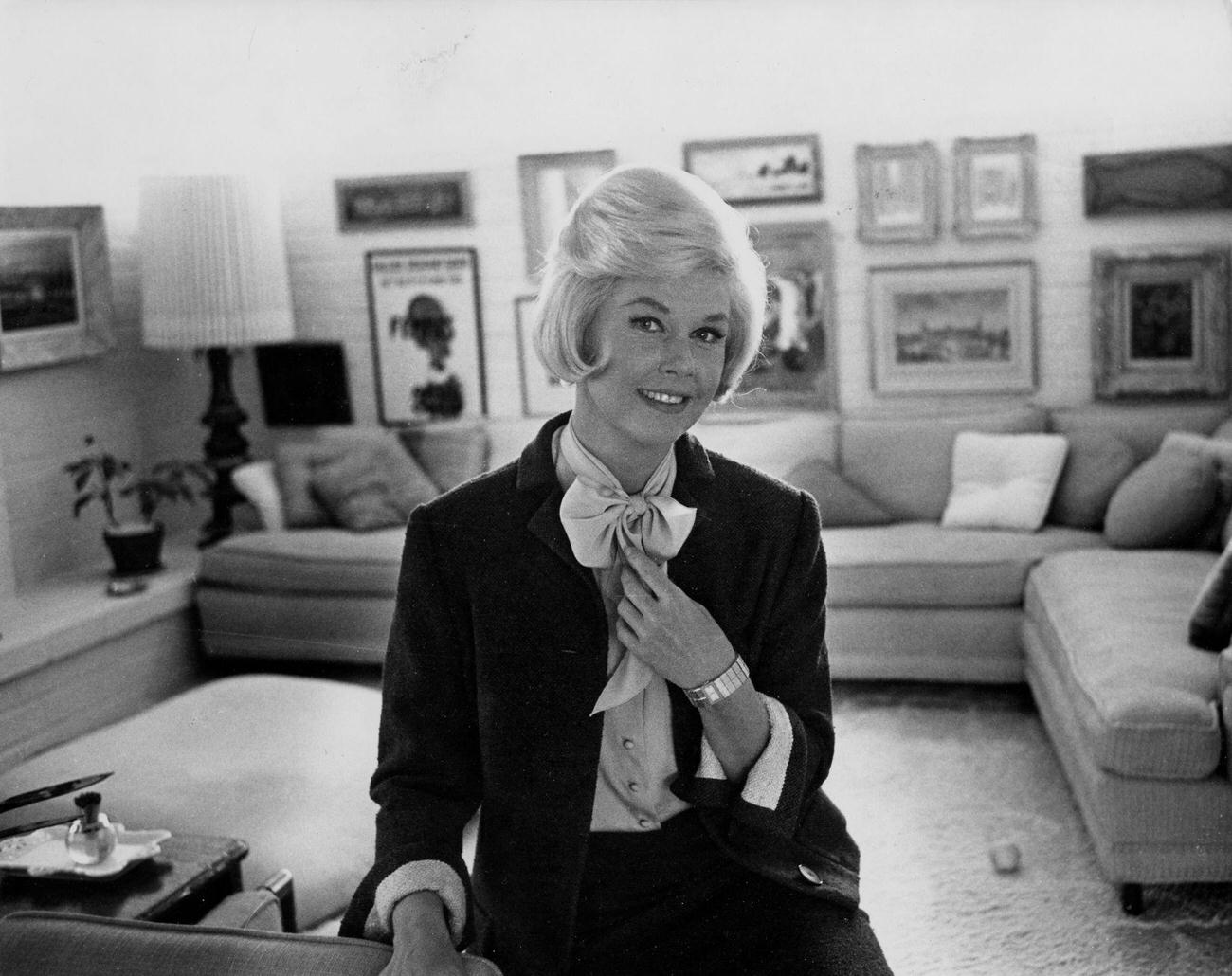 Doris Day Poses For A In Her Living Room, Los Angeles, 1961.