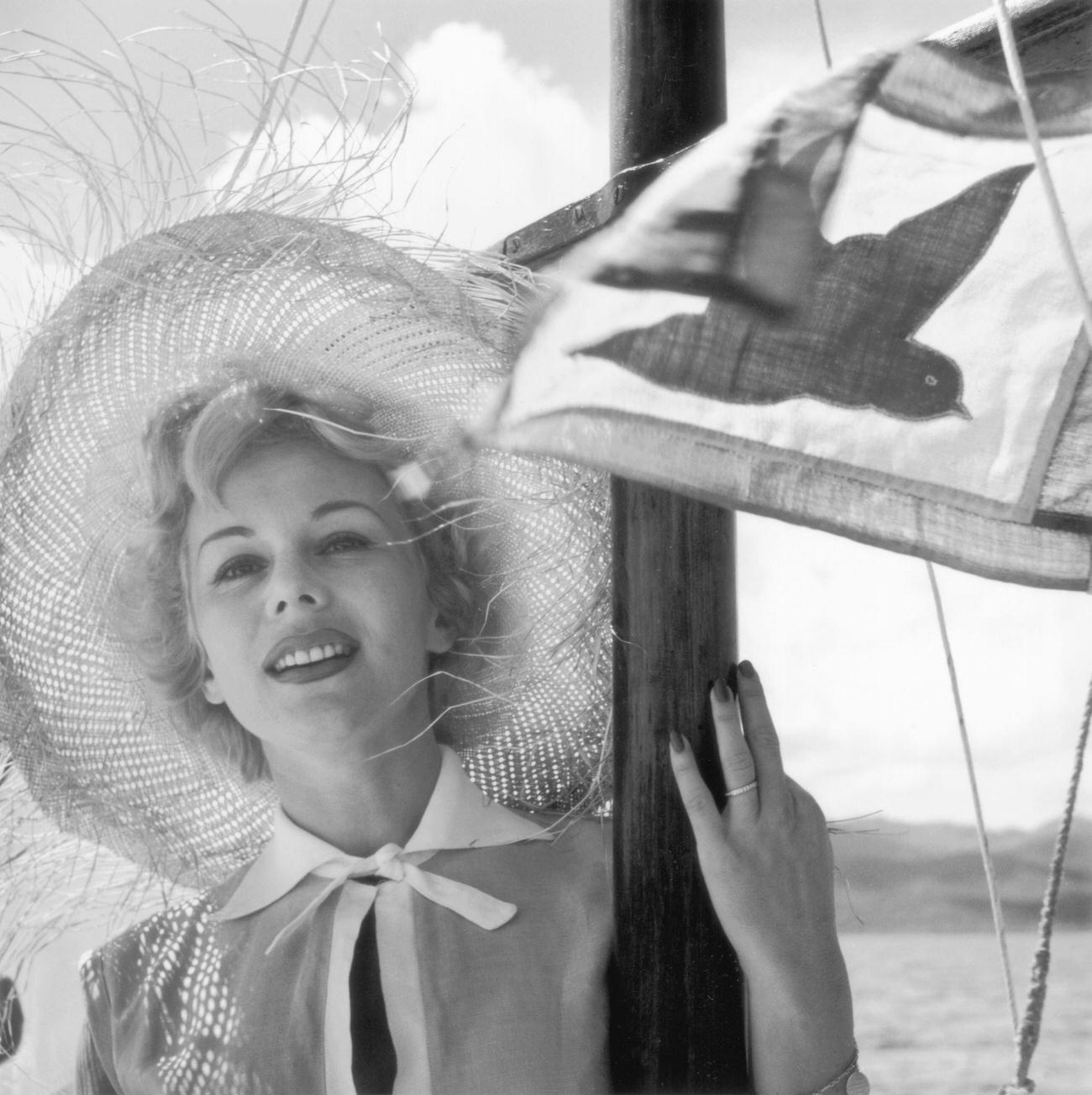 Eva Gabor On A Boating Day-Trip In Jamaica, Circa 1955.