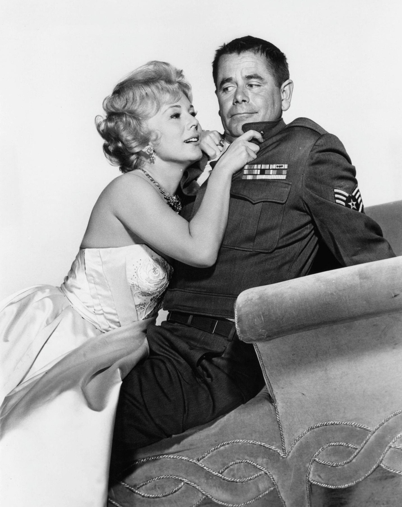 Eva Gabor And Glenn Ford In 'It Started With A Kiss', 1959.