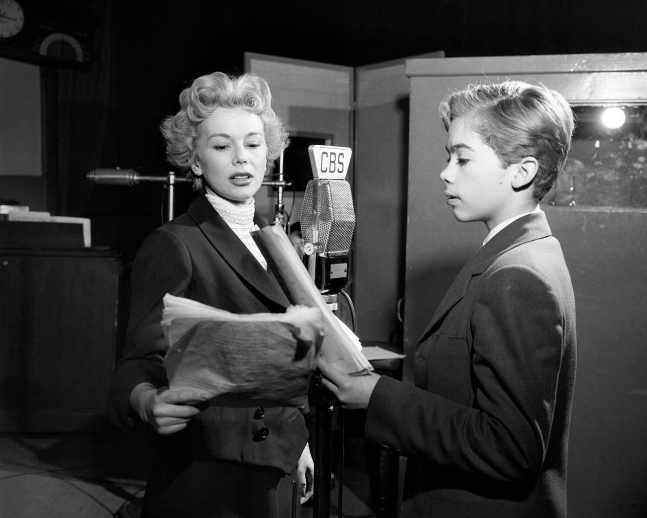 Eva Gabor And David Cole On Cbs Radio'S Grand Central Station, April 8, 1950.