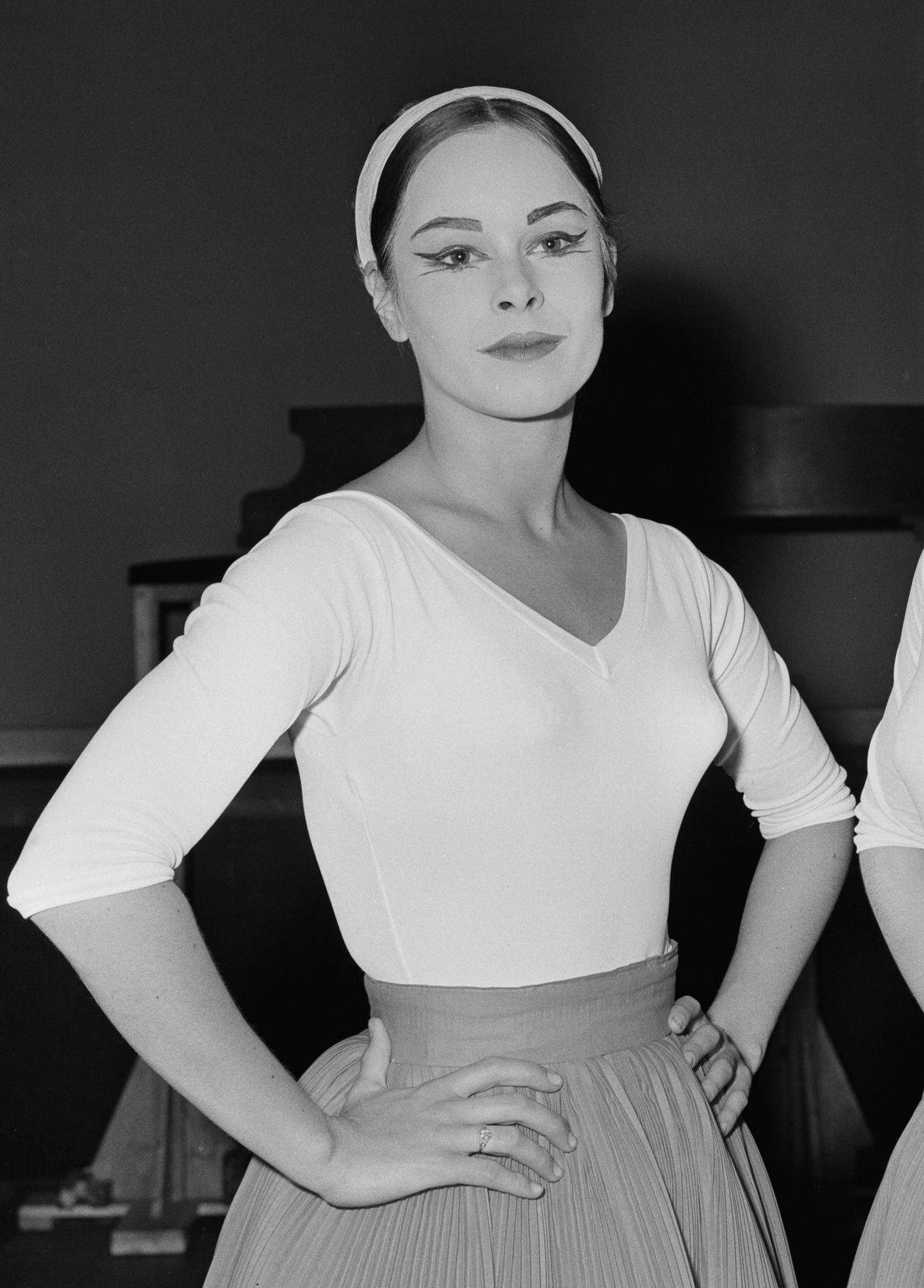 Geraldine Chaplin Rehearsing For The Royal Ballet School At The Royal Opera House, London, 1963.