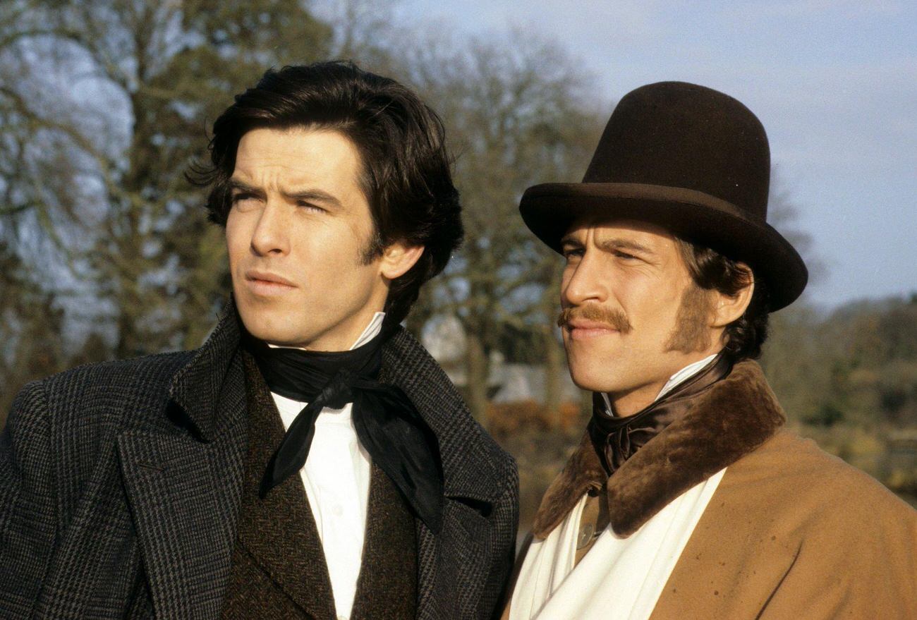 Pierce Brosnan And Simon Maccorkindale In &Amp;Quot;The Manions Of America,&Amp;Quot; 1981.