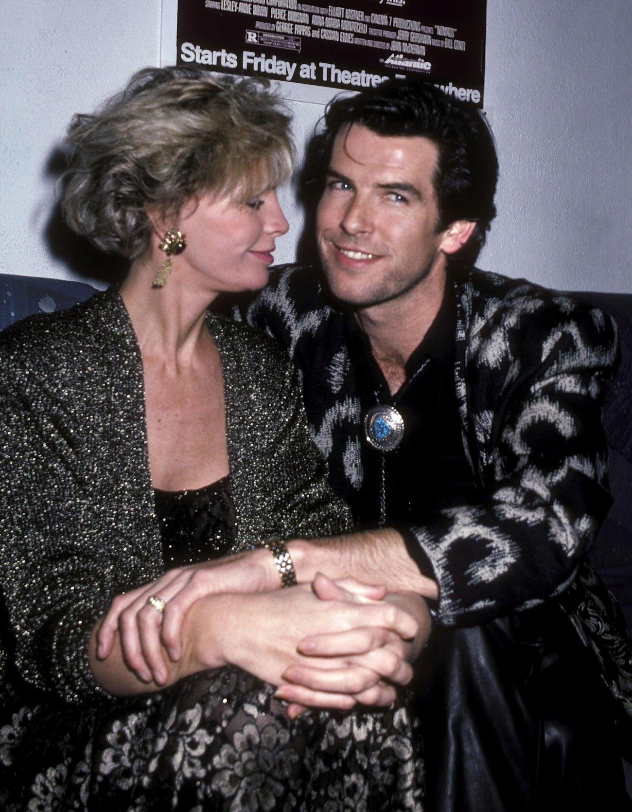 Pierce Brosnan With His First Wife Cassandra Harris At The &Amp;Quot;Nomads&Amp;Quot; Premiere Party, 1986.
