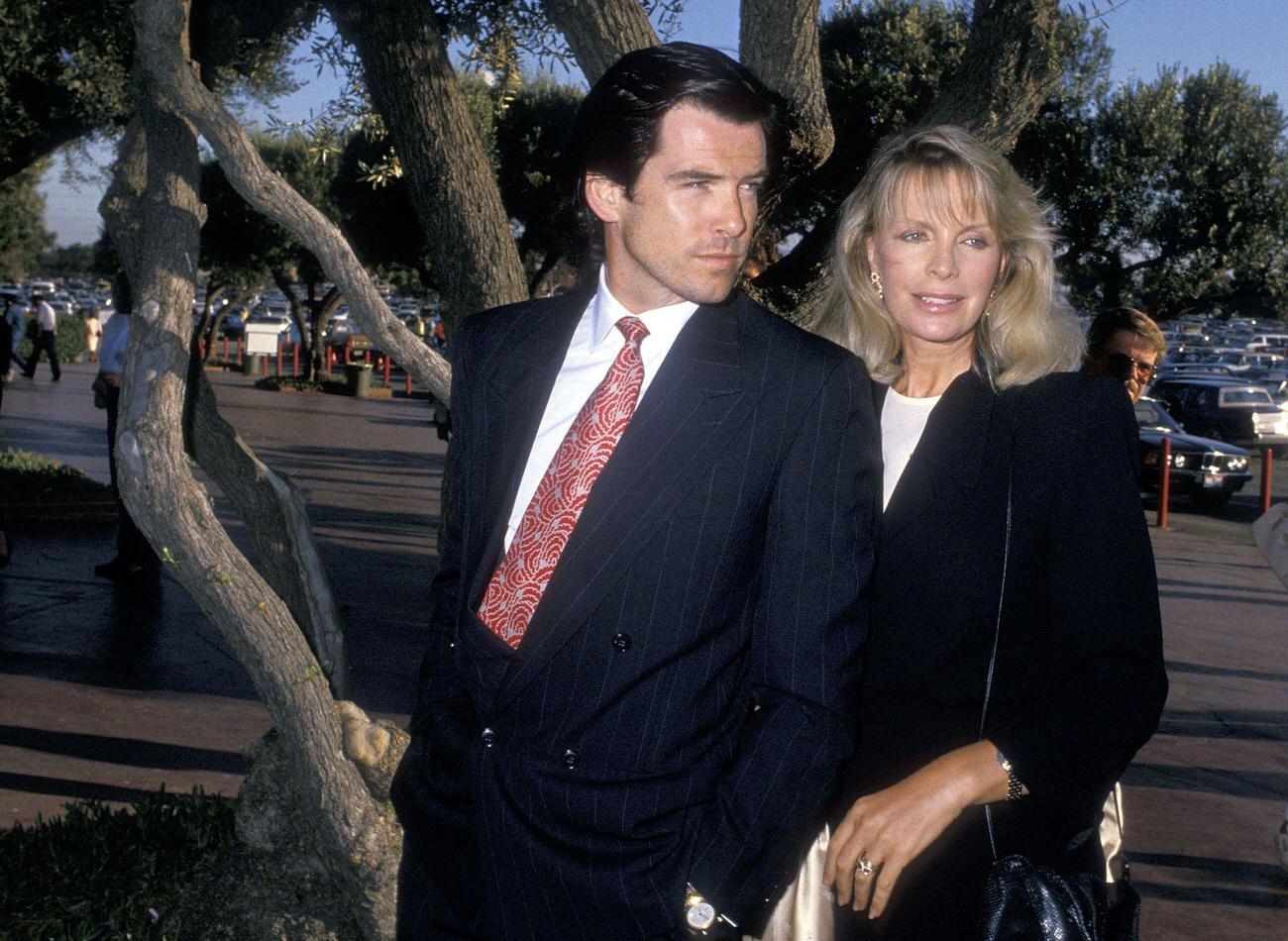 Pierce Brosnan And Cassandra Harris At Hollywood Park'S 50Th Anniversary, Inglewood, June 10, 1988.