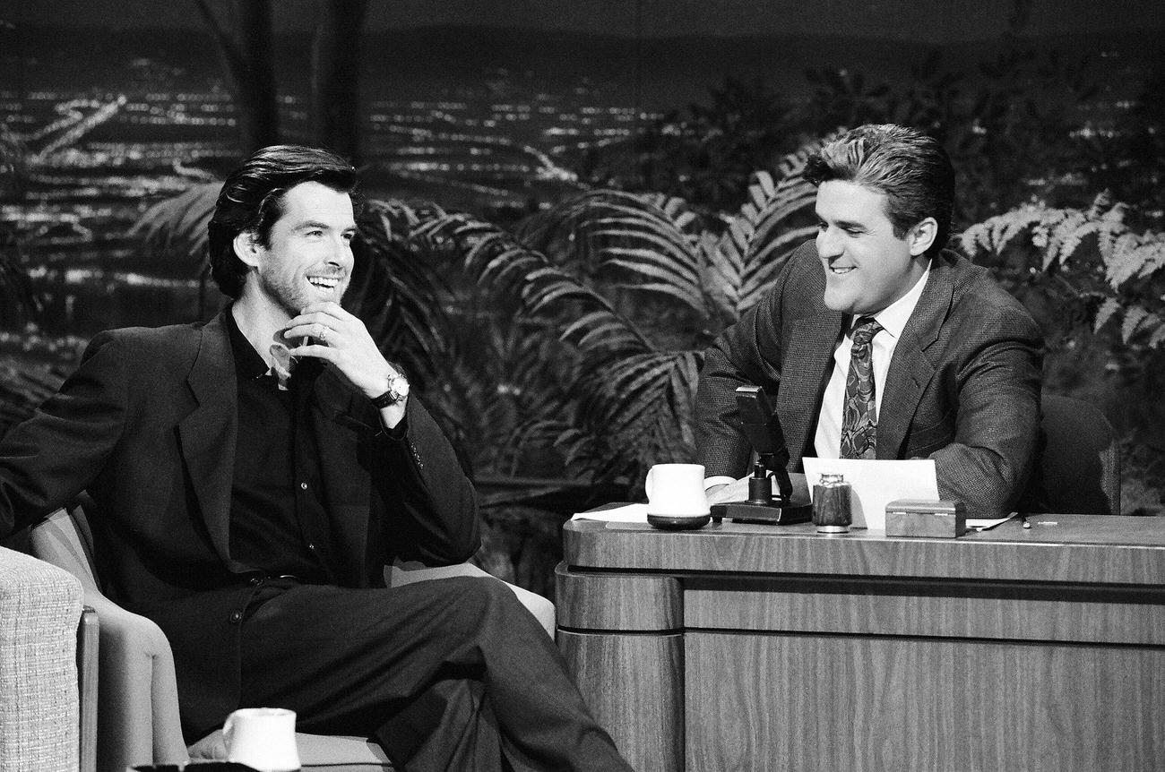 Pierce Brosnan During An Interview On &Amp;Quot;The Tonight Show Starring Johnny Carson,&Amp;Quot; Guest-Hosted By Jay Leno, March 28, 1991.