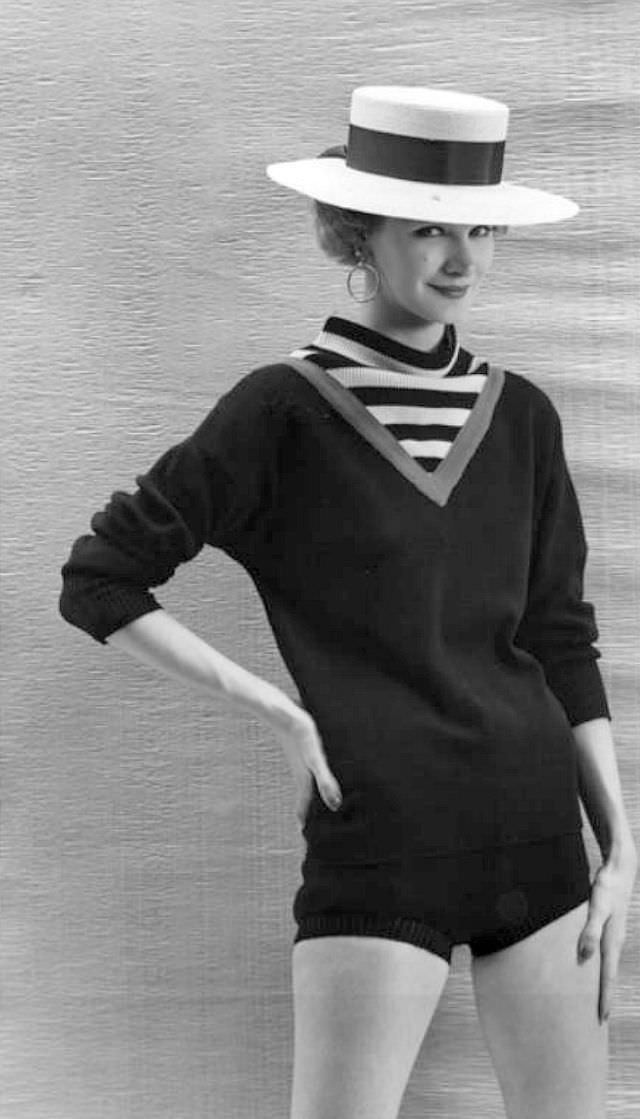 Sunny Harnett In Knit Sweater And Shorts By Bonnie Cashin, Circa 1956.