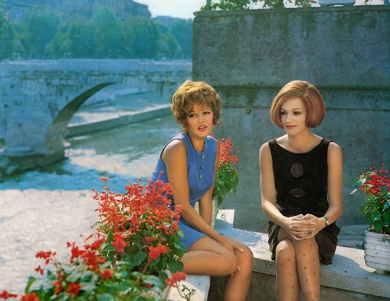 Claudia Cardinale &Amp;Amp; Catherine Spaak In &Amp;Quot;Diary Of A Telephone Operator,&Amp;Quot; 1966.