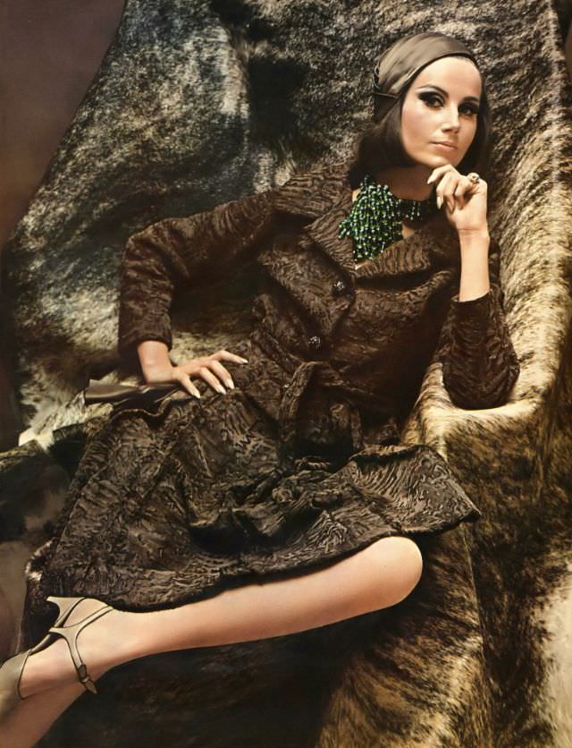 Bettina Lauer In A Russian Broadtail Lamb Suit By Donald Brooks, Vogue, 1965.