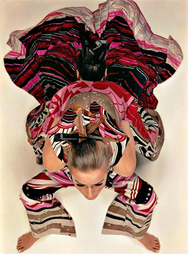 Agneta Darin And Marola Witt In Silk Prints By Donald Brooks, February 1967.