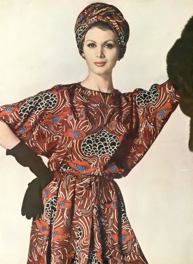 Isabella Albonico In A Donald Brooks Silk Dress, Vogue, June 1, 1960.