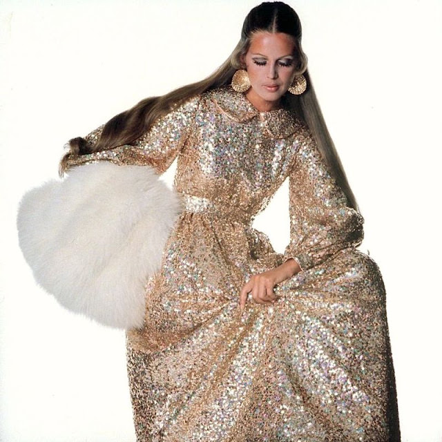Birgitta Af Klercker In A Gold Sequined Dress By Donald Brooks, Vogue, September 1, 1968.