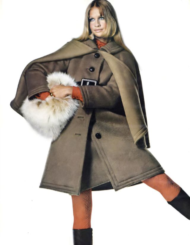 Françoise Rubartelli In An Inverness Cape-Coat By Donald Brooks, Vogue, September 1, 1968.