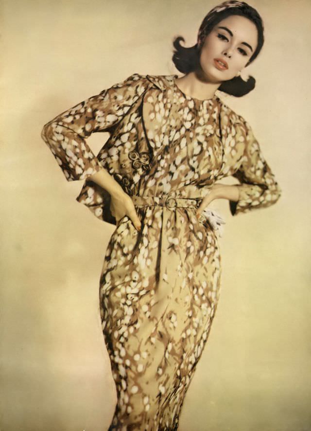 Sondra Peterson In A Silk Chiffon Dress By Donald Brooks, Vogue, May 1, 1960.
