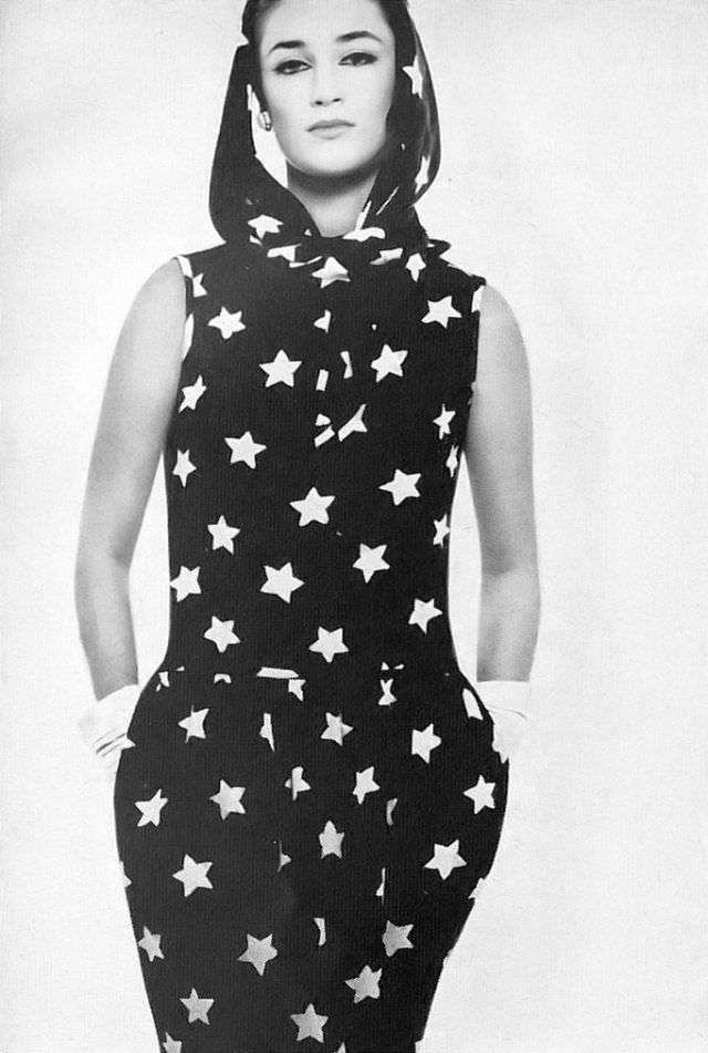 Danny Weil In A Navy Silk Dress By Donald Brooks, Harper'S Bazaar, January 1963.