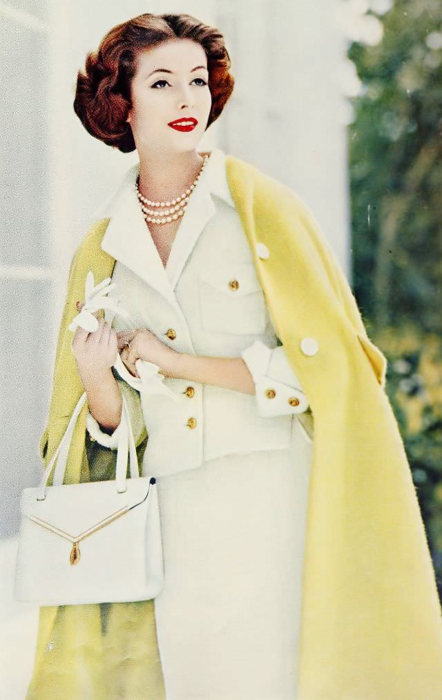 Gitta Schilling In Wool Coat By Gunther Oppenheim, July 1959.