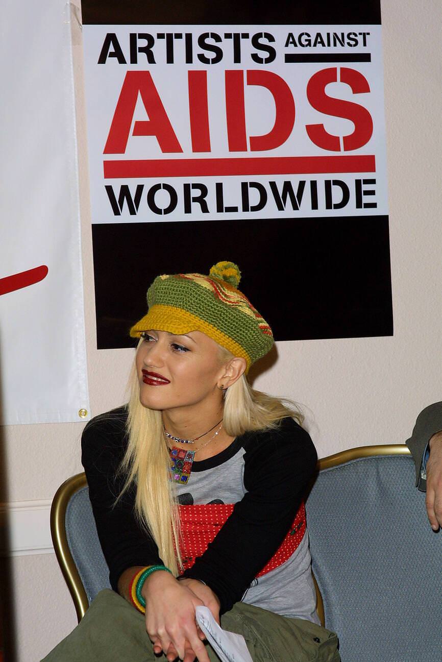 Gwen Stefani At Artists Against Aids Worldwide Press Conference, Mgm Grand Hotel, Las Vegas, December 3, 2001.