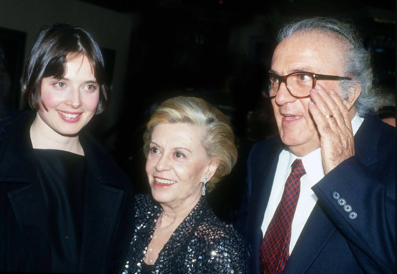 Isabella Rossellini With Federico Fellini And Giulietta Masina, 1977.
