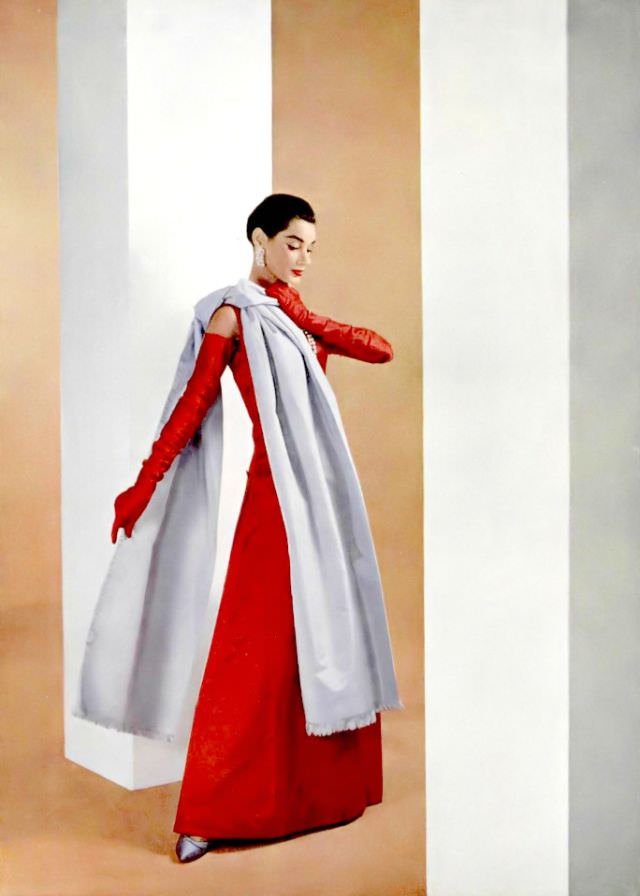 Jacky Mazel In Satin Gown By Hubert De Givenchy, 1955.