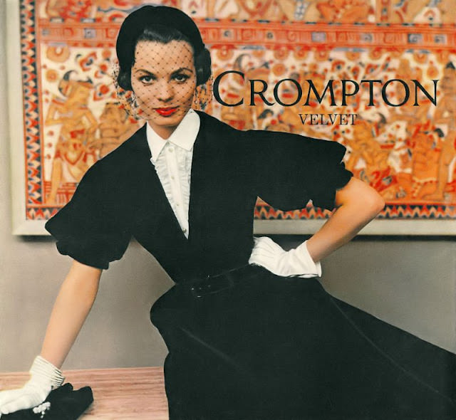 Linda Harper In A Black Velvet Dress With White Ruffled English Broadcloth By Myron Herbert, 1953.