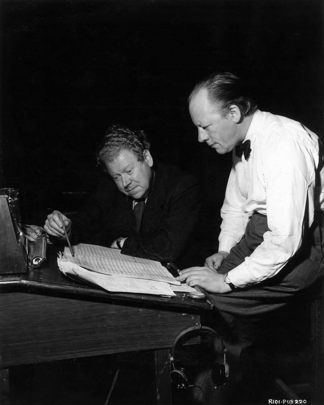 Alan Rawsthorne And Hubert Clifford At Shepperton Studios Recording Score For &Amp;Quot;Pandora And The Flying Dutchman,&Amp;Quot; 1951.