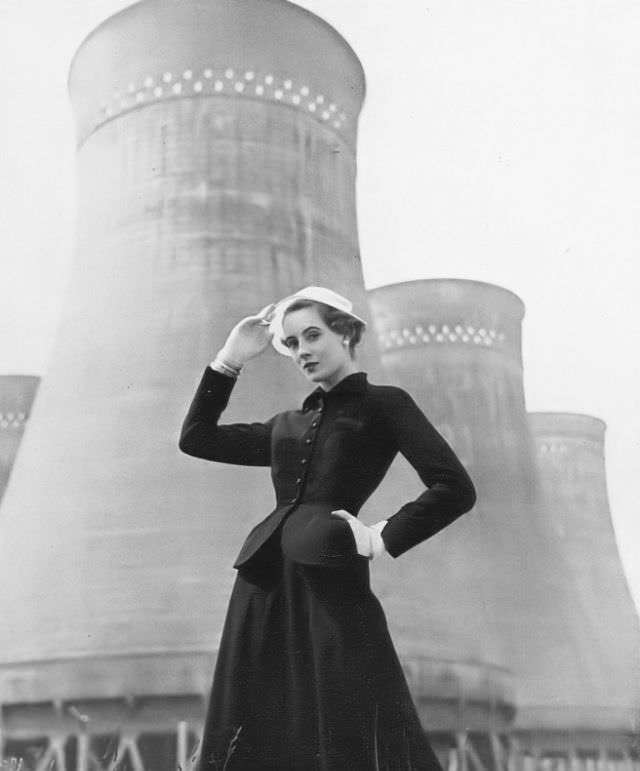 Pat O'Reilly In A Navy-Blue Rep Suit By Spectator Sports, Harper'S Bazaar Uk, July 1952.