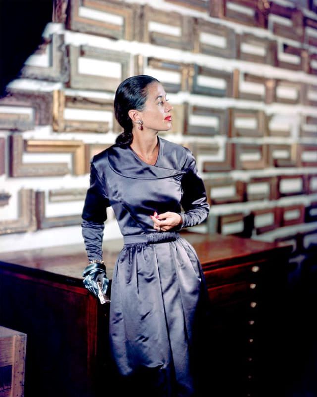 Sabine Weber In Satin Evening Dress By Pauline Trigere, 1947.