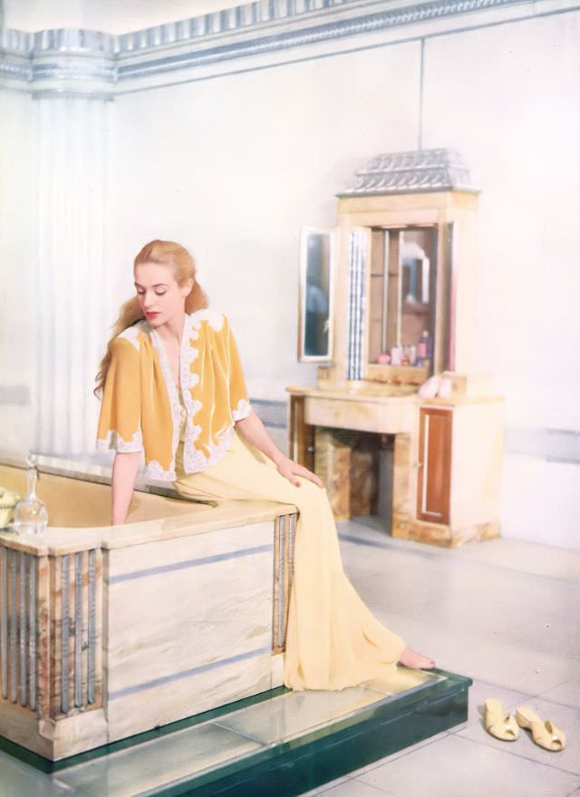 Model In Debenham &Amp;Amp; Freebody'S Velvet Bed Jacket, Harper'S Bazaar Uk, February 1951.