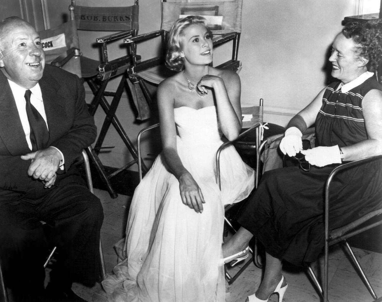 Grace Kelly, Alfred Hitchcock, And Alma Hitchcock In &Amp;Quot;To Catch A Thief,&Amp;Quot; 1955.