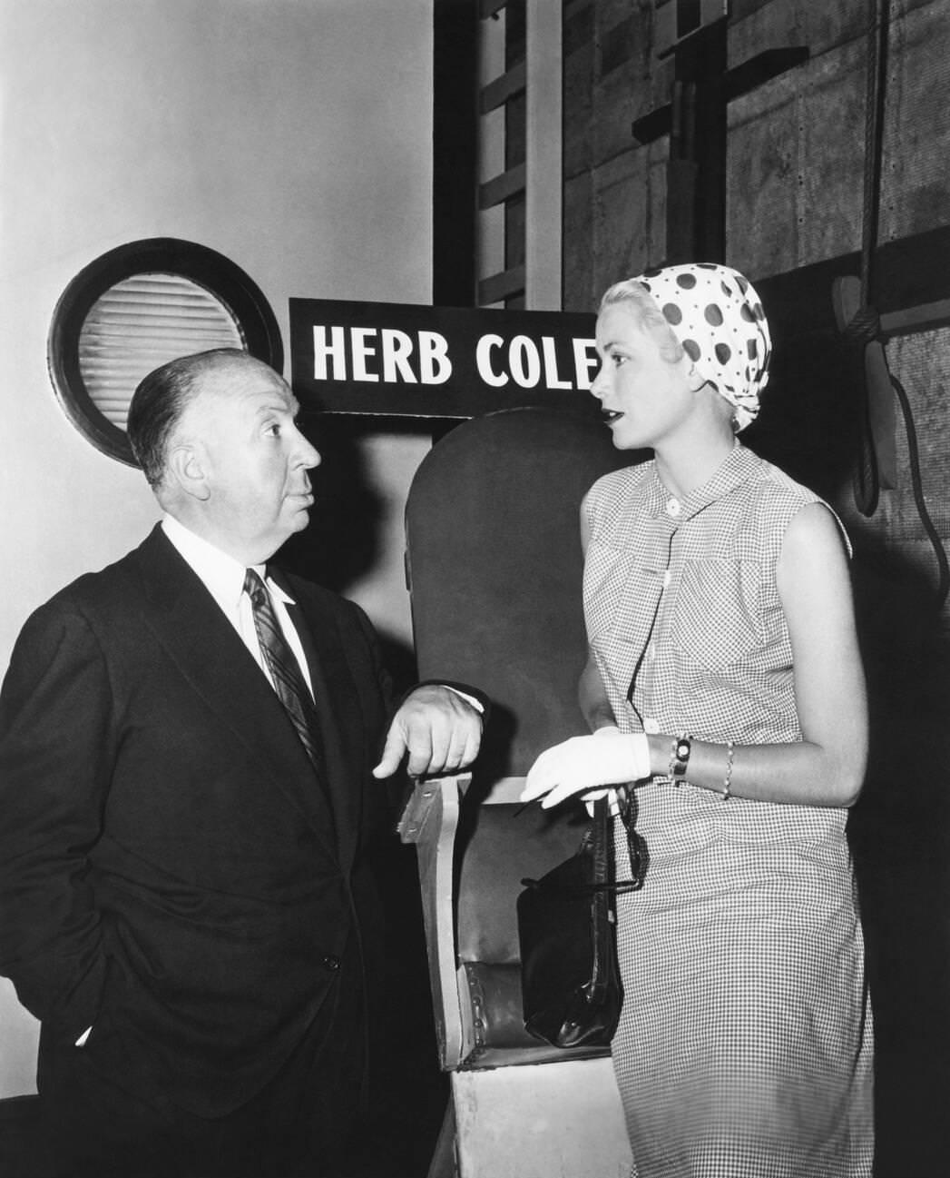 Alfred Hitchcock And Grace Kelly In &Amp;Quot;To Catch A Thief,&Amp;Quot; 1955.