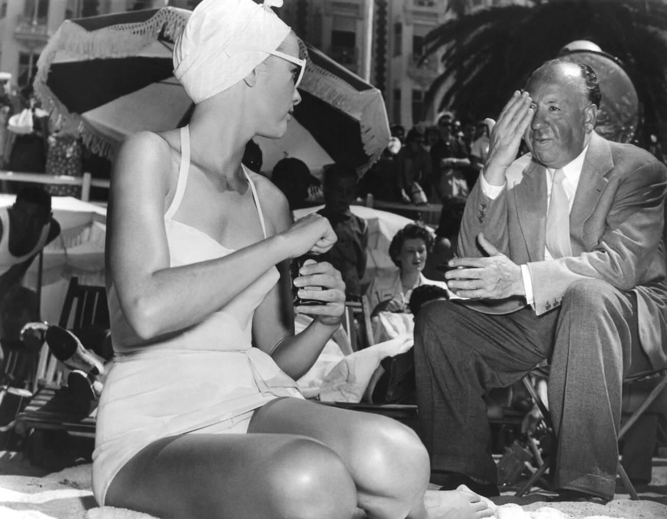 Alfred Hitchcock And Grace Kelly In &Amp;Quot;To Catch A Thief,&Amp;Quot; 1955.