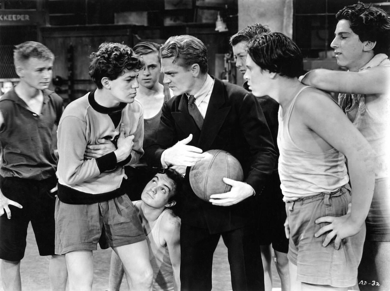 James Cagney And The Dead End Kids In Angels With Dirty Faces, 1938.