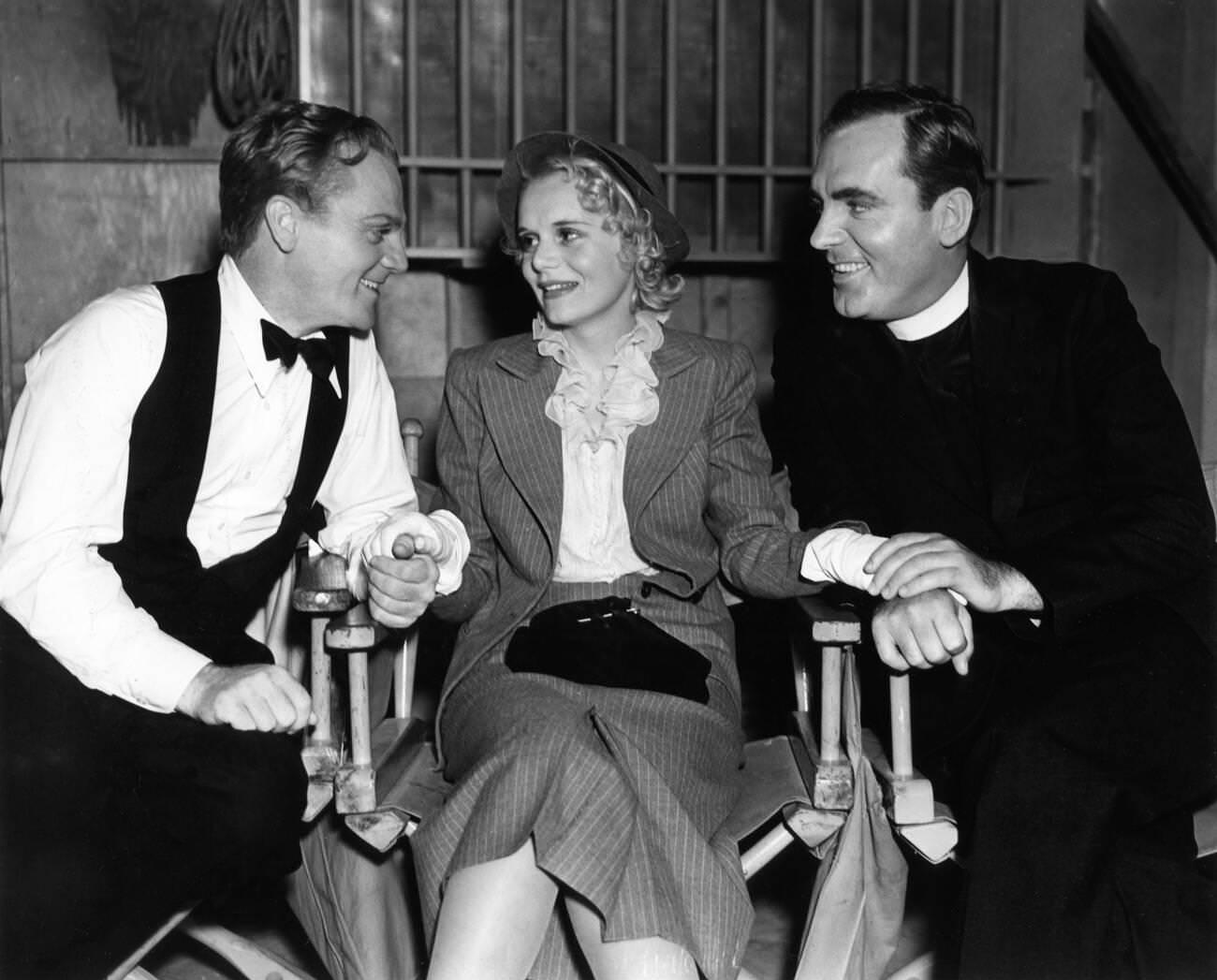 James Cagney, Set Visitor Marie Wilson, And Pat O'Brien On Set Of Angels With Dirty Faces, 1938.