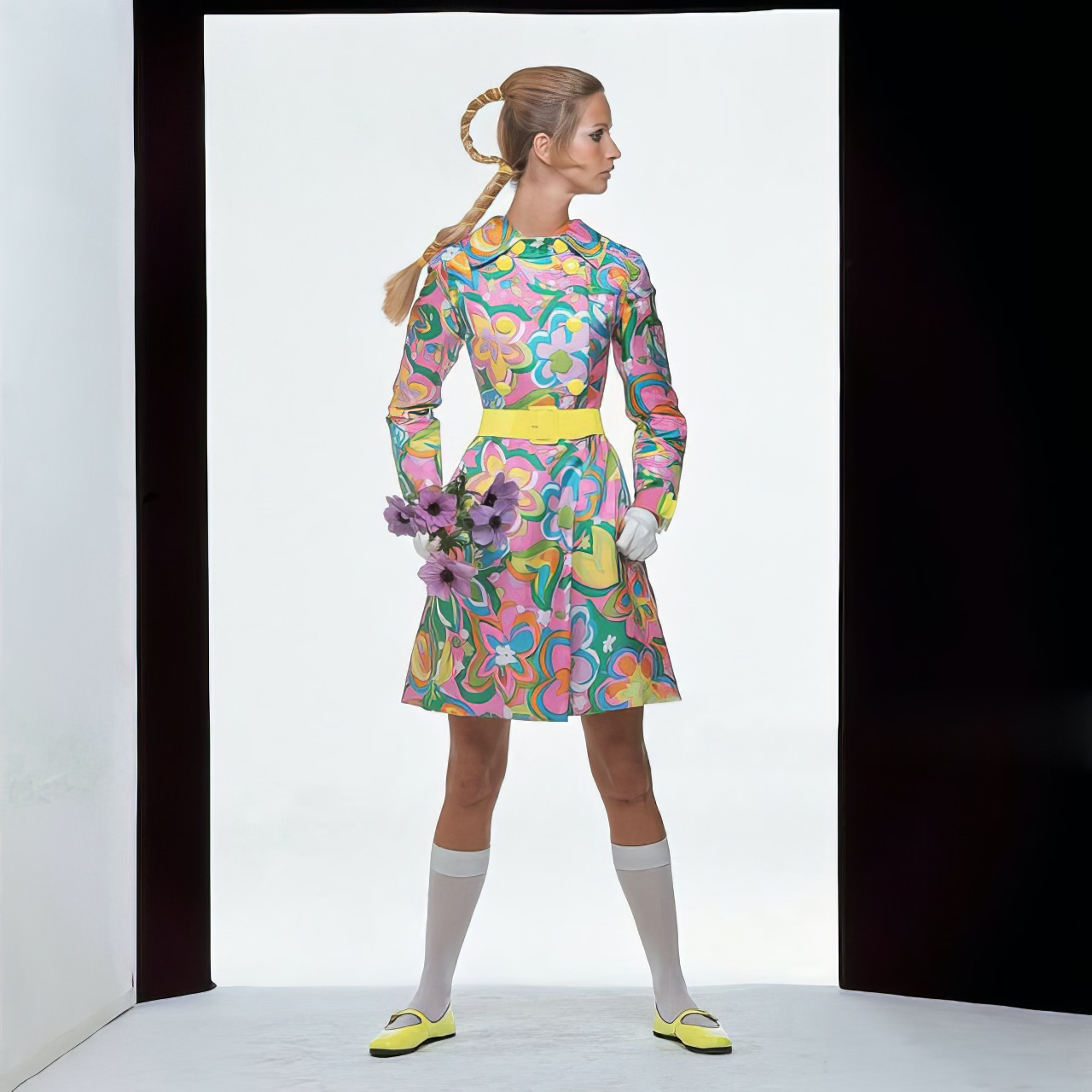 Ann Turkel Wearing A Print Dress By Originala, January 1968.