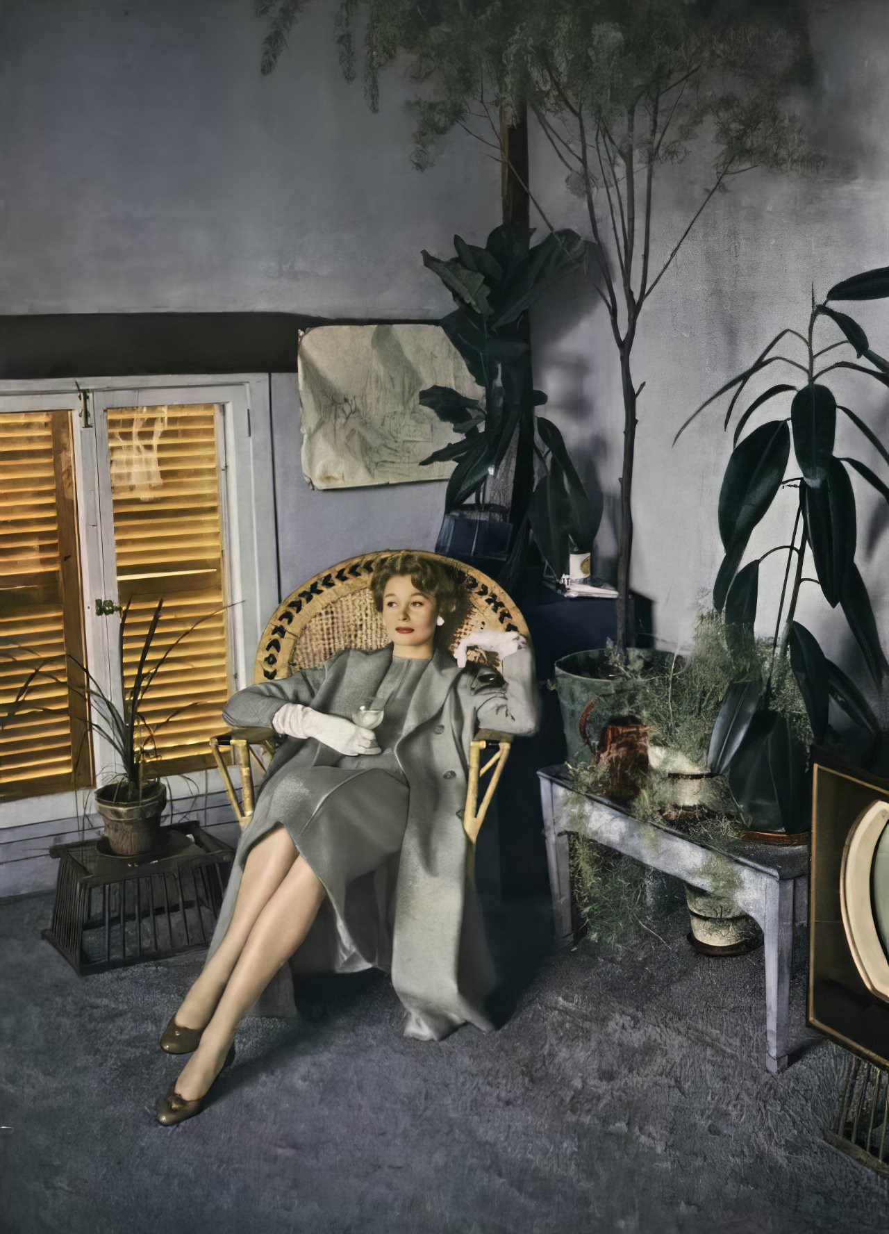 Nina De Voogt In A Tweed Dress By Anne Fogarty, Vogue, February 15, 1953.