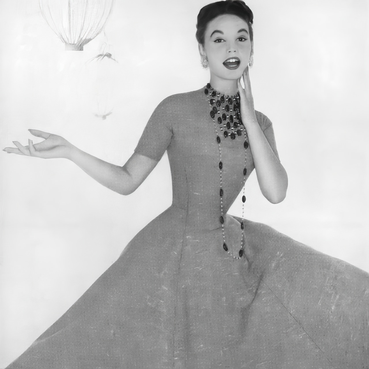 A Model In A Textured Tweed Dress By Anne Fogarty, Vogue, August 1, 1954.